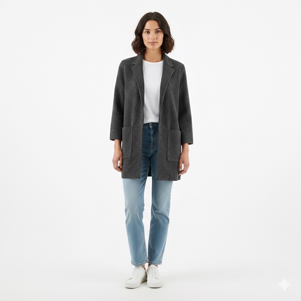 J.Crew 100% Merino Wool Open Front Sweater Blazer/Charcoal Grey, Small